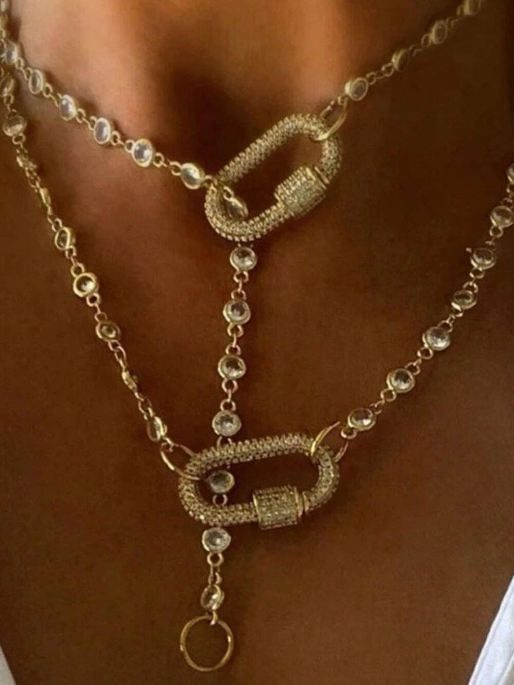 Statement lock necklace in 18k gold plated hardware